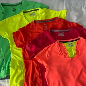 Women’s workout T shirts tops neon adidas and underarmour five